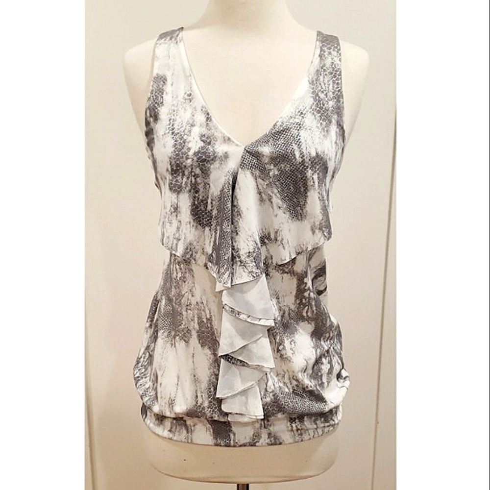 Studio Y Silver Metalic Snake Skin Print Tank Top